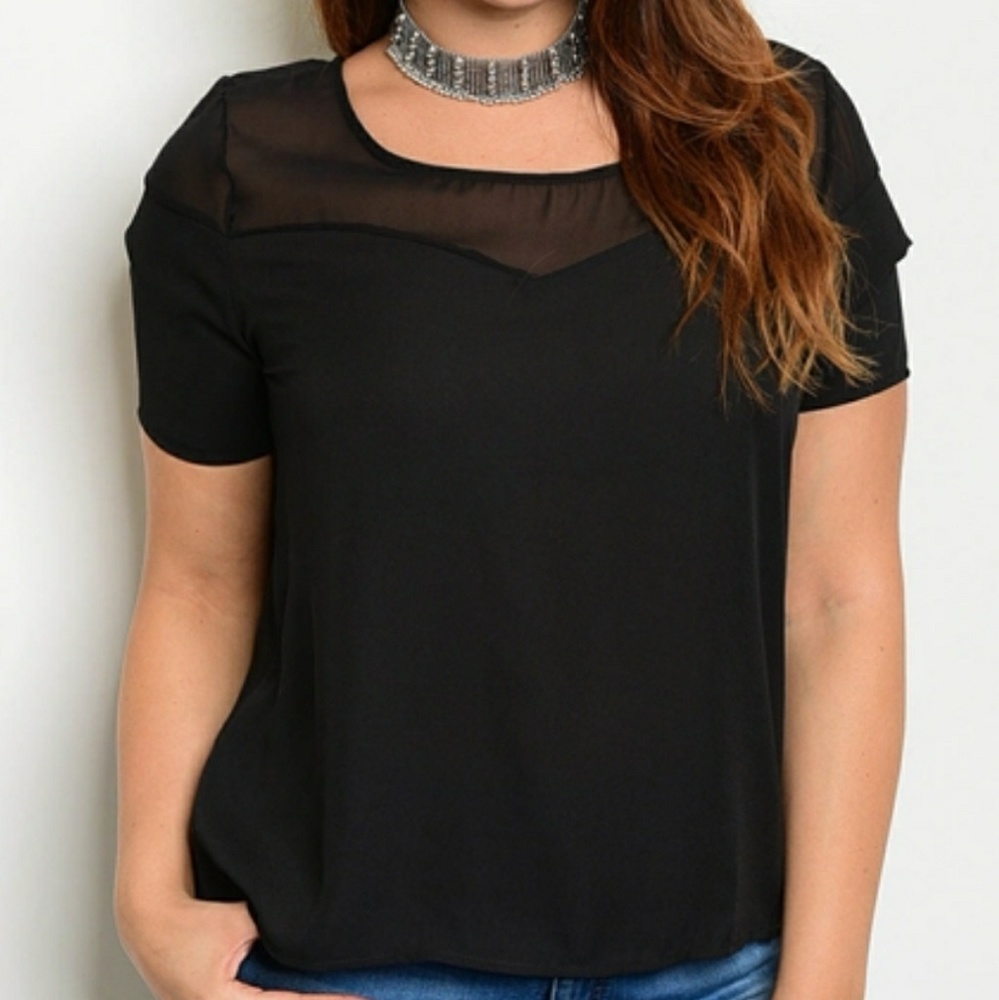 Black Plus Size with Sheer Top